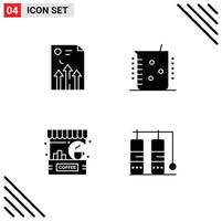 Set of 4 Vector Solid Glyphs on Grid for arrow laboratory graph chemical cafe Editable Vector Design Elements