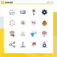 Group of 16 Flat Colors Signs and Symbols for web data audio analytics sound Editable Pack of Creative Vector Design Elements