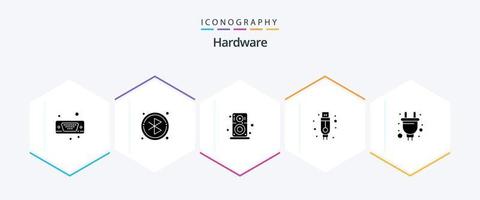 paquete de iconos de 25 glifos de hardware que incluye hardware. enchufe. hardware. eléctrico. cable vector