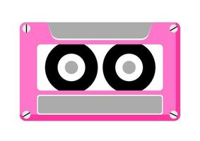 Cassette in the style of the 90s. Audiocassette for tape recorder. Vector isolated illustration on a white background.