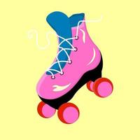 Roller skates in the style of the 90s. Vintage roller skates. Vector isolated illustration on a white background.