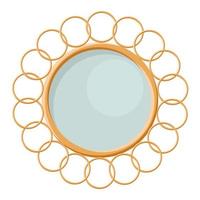 Art deco mirror. Vector element isolated on white background. Interior Design. Round Mirror Sun.