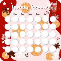 January monthly planner, weekly planner, habit tracker template and example. Template for agenda, schedule, planners, checklists, bullet journal, notebook and other stationery. Christmas cocoa theme vector