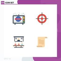 Flat Icon Pack of 4 Universal Symbols of news market share world wide shoot people Editable Vector Design Elements