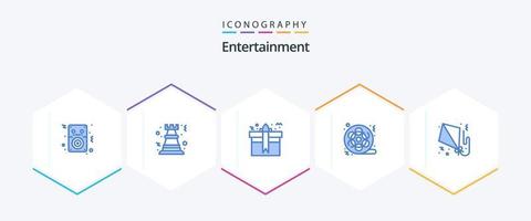 Entertainment 25 Blue icon pack including video. movie. strategy. film. present vector