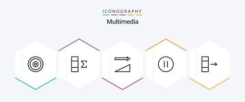 Multimedia 25 Line icon pack including . data. sort. column. pause vector