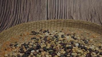 Dried legumes and cereals. Group of beans and lentils video