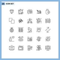 Mobile Interface Line Set of 25 Pictograms of computers line art sketch drawing Editable Vector Design Elements