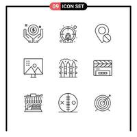 Set of 9 Vector Outlines on Grid for photo retouching modify photographs location image editing medical Editable Vector Design Elements