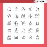 Pack of 25 Modern Lines Signs and Symbols for Web Print Media such as pollution environment box barrels help Editable Vector Design Elements