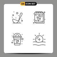 4 User Interface Line Pack of modern Signs and Symbols of cooking coffee ladle love starbucks Editable Vector Design Elements