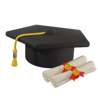 gorra de graduación con 2 diplomas 3d png