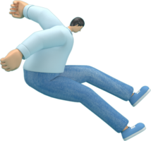 personnage de dessin animé portant un jean et une chemise longue. Il saute. png