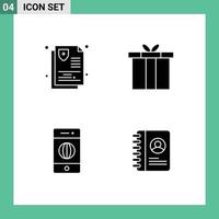 4 Universal Solid Glyphs Set for Web and Mobile Applications care electronics medical christmas world Editable Vector Design Elements