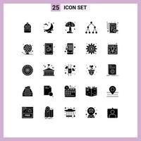 Universal Icon Symbols Group of 25 Modern Solid Glyphs of view edit forest document social Editable Vector Design Elements