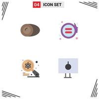 Group of 4 Flat Icons Signs and Symbols for coconut examine gastronomy gender science Editable Vector Design Elements