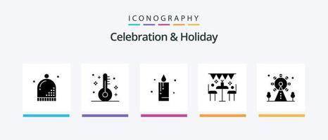 Celebration and Holiday Glyph 5 Icon Pack Including holiday. outdoor. thermometer. holiday. celebration. Creative Icons Design vector