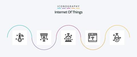 paquete de iconos de internet de las cosas línea 5 que incluye iot. página web. Wifi. enrutador Internet vector