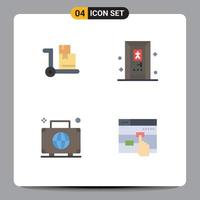 4 User Interface Flat Icon Pack of modern Signs and Symbols of cart international bathroom bag click Editable Vector Design Elements