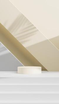 3D rendering of podium geometry. Abstract pastel geometric shape blank platform. Empty showcase pedestal product display for cosmetic presentation. Minimal composition photo