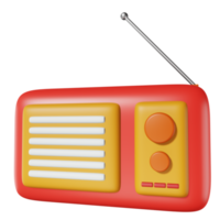 Ilustración 3d de radio aislada sobre fondo transparente png