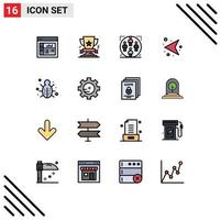 Universal Icon Symbols Group of 16 Modern Flat Color Filled Lines of bug network user direction family Editable Creative Vector Design Elements