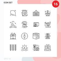 Universal Icon Symbols Group of 16 Modern Outlines of mobile clothes open oil flame Editable Vector Design Elements