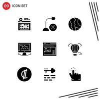 9 iconos creativos, signos y símbolos modernos del mercado social, micrófono en línea, mundo informático, elementos de diseño vectorial editables vector