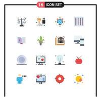 User Interface Pack of 16 Basic Flat Colors of music devices service controls operation Editable Pack of Creative Vector Design Elements