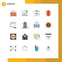 Set of 16 Vector Flat Colors on Grid for website responsive alternative sausage food Editable Pack of Creative Vector Design Elements