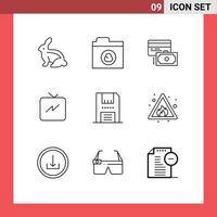 9 Thematic Vector Outlines and Editable Symbols of floppy disc credit devices power Editable Vector Design Elements