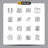 Pictogram Set of 16 Simple Outlines of loan finance friends sync backup Editable Vector Design Elements