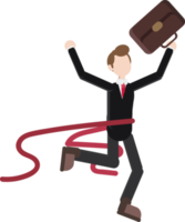 successful worker crossing the finish line rope, the concept of success achieving career goals png