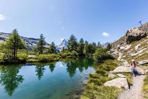Matterhorn behind a beautiful lake photo