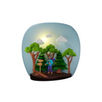 Man Going To Camping In Forest, 3D Character Illustration png
