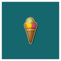 Ice cream logo. Waffle cones, ice cream balls. png