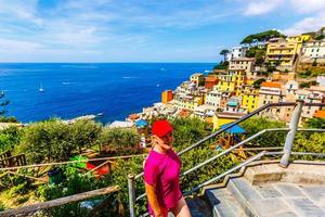 Panorama of colourful houses in Riomaggiore at Cinque Terre photo