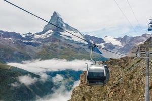 Matterhorn Lift near Zermatt, Switzerland. Swiss Alps, train and ski lift. photo