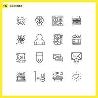 16 iconos creativos signos y símbolos modernos de ciencia física diseño dispositivo ram elementos de diseño vectorial editables