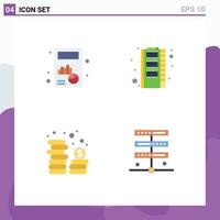 Flat Icon Pack of 4 Universal Symbols of business coins graph ram currency Editable Vector Design Elements