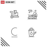 Mobile Interface Line Set of 4 Pictograms of cart kyrgyzstani bench public bath Editable Vector Design Elements