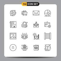 Pictogram Set of 16 Simple Outlines of cloud search indian optimization engine Editable Vector Design Elements