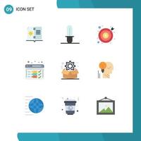 9 Thematic Vector Flat Colors and Editable Symbols of cog web business optimize analysis Editable Vector Design Elements