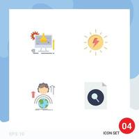 Modern Set of 4 Flat Icons Pictograph of chemical development technology sun global Editable Vector Design Elements