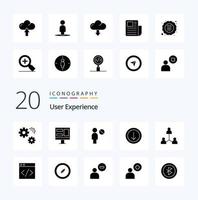 20 User Experience Solid Glyph icon Pack like download arrow  window profile vector