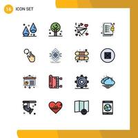 Mobile Interface Flat Color Filled Line Set of 16 Pictograms of computing gestures love finger tasks Editable Creative Vector Design Elements