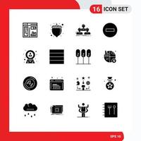 Solid Glyph Pack of 16 Universal Symbols of employee remove employee multimedia delete Editable Vector Design Elements