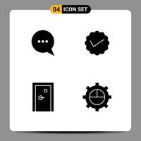 Pictogram Set of 4 Simple Solid Glyphs of chat buildings chat social exit Editable Vector Design Elements