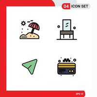 4 iconos creativos signos y símbolos modernos de silla de ratón de playa asiento atm elementos de diseño vectorial editables vector