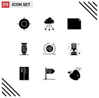 Modern Set of 9 Solid Glyphs and symbols such as modeling indian document india culture Editable Vector Design Elements